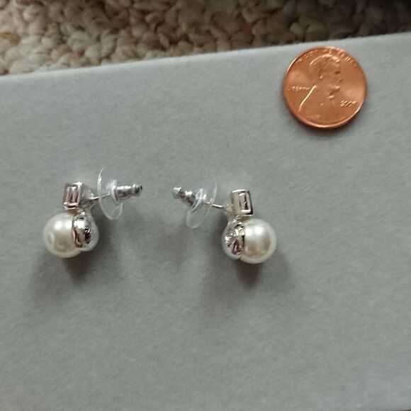 Swarovski square crystal and pearl earrings - Picture 3 of 6